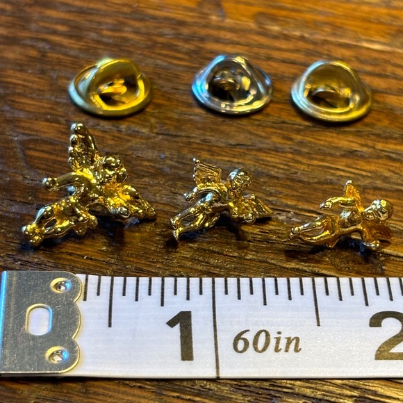 3 Gold Tone Cherub Angel Lapel Pins - Picture 4 of 10